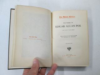 1904,  1st Edition,  5 Vol.  Complete Set THE OF EDGAR ALLAN POE,  Raven Edit. 6