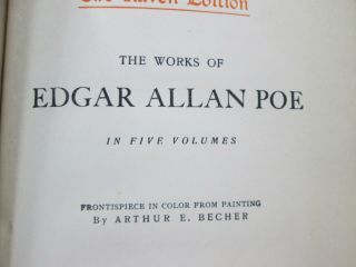 1904,  1st Edition,  5 Vol.  Complete Set THE OF EDGAR ALLAN POE,  Raven Edit. 7