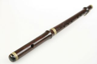 Nightingale Vintage Irish Flute Wood One Key Early 20th Century? Dark Hard Wood