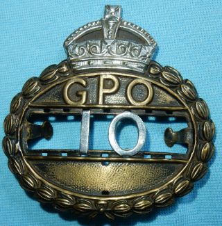 Vintage Messenger Boys Gpo General Post Office Cap Badge Royal Mail No 10 1930 
