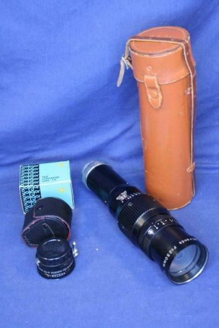 Vintage Soligor Miranda Camera Lens F=250mm 1:4.  5 & Tele - Converter 2x W Cases