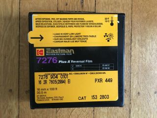 Eastman Kodak 16mm 7276 Plus - X Reversal Film Stock,  One Roll 100 - Feet