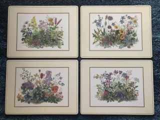 Vintage Pimpernel Meadow Flowers Cork Placemats Floral Garden - Set Of 4