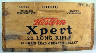 Vintage Wooden Western Expert 22 Long Rifle Range Bullet Box Crate