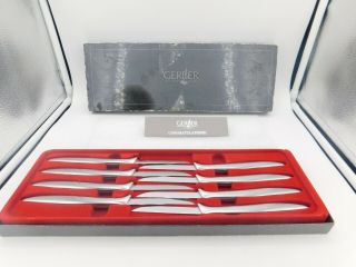 Gerber Vintage 60s Set 8 Stainless Steel Steak Knives In Presentation Box 210