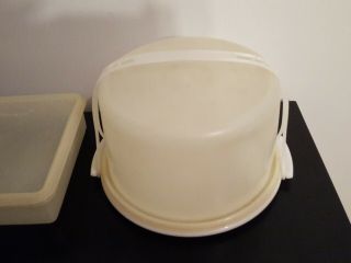 Vintage Tupperware Sheer Cake Taker with Handle and Snack - Stor Container 4