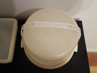 Vintage Tupperware Sheer Cake Taker with Handle and Snack - Stor Container 5