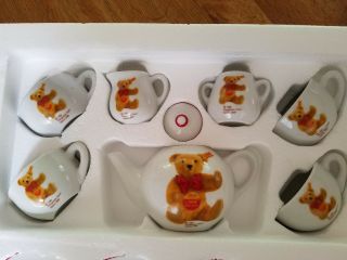 ❤VINTAGE STEIFF 1988 Child ' s Porcelain Tea Set Teddy Bear (8605/15) - 16 Piece❤ 2