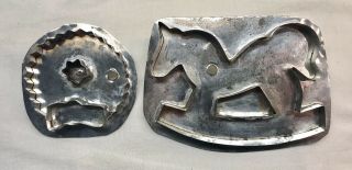 2 Vintage Tin Cookie Cutters Signed “bg”