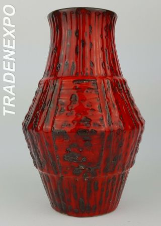 Vintage 60 - 70s Fohr Keramik Red Vase West German Pottery Fat Lava Era Mcm