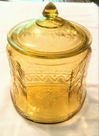 Vintage Amber Patrician Spoke Depression Glass Cookie Jar Federal Glass Co.