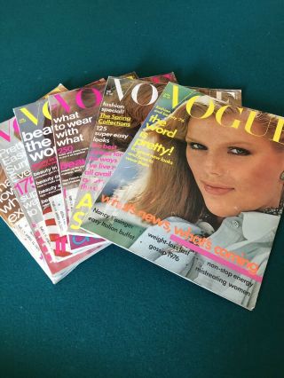 6 Vintage 1976 Vogue Magazines Russo Patti Hansen Rosie Vela