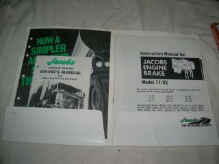 Vintage Jacobs Jake Brake 71 - 92 - 25b 30 30e - 675 Parts & Installation Manuals