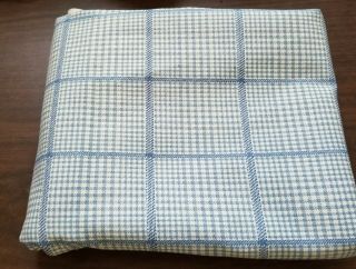 Vintage Pearce Blue White Cotton Upholstery Decor Fabric Check Plaid 58 " X 2 Yd