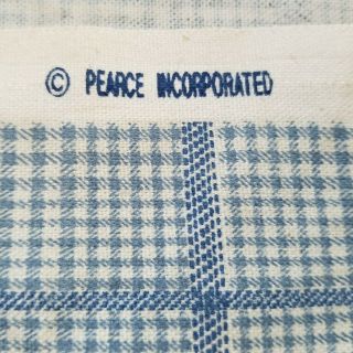 Vintage Pearce Blue White Cotton Upholstery Decor Fabric Check Plaid 58 