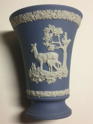 Vintage Wedgewood Jasper Ware Vase,  Forest Scene W/deer