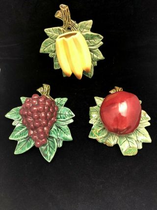 Vintage Set Of Ceramic Fruit Wall Pockets
