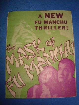 Old Vintage Hollywood Paper Movie Herald Of Movie " The Mask Of Fu Manchu " From U