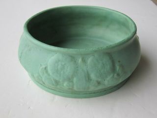 Vtg Old Dickota Green Art Pottery Bowl Dakota Pottery