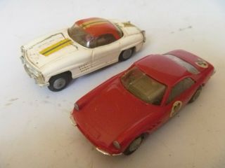 Vintage Triang Minic Motorways Slot Cars Mercedes And Ferrari