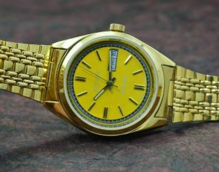 Vintage Citizen Gold Plated Day Date 21 Jewels Men ' s Wrist Watch 3