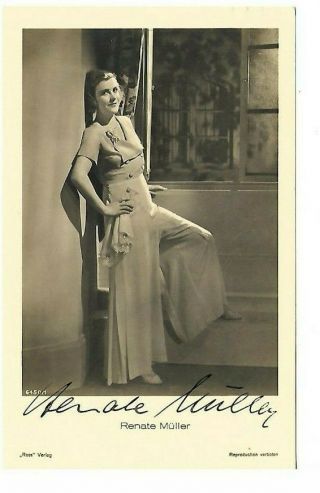 Renate Muller Vintage Signed Photo German Silent Film Star