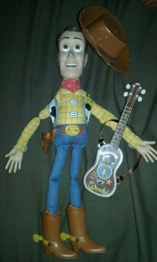 Vintage Disney Pixar 2002 Talking Woody Toy Story 15 " Pull - String,  Hat,  Guitar