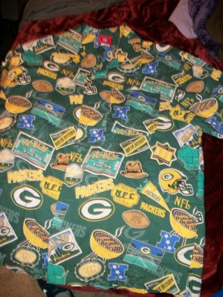 Vintage Green Bay Packers Men’s Tailgate Button Up Short Sleeve Shirt Size:large