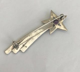 Vintage Jewellery 925 Silver Marcasite & Amethyst Shooting Star Brooch Pin 4