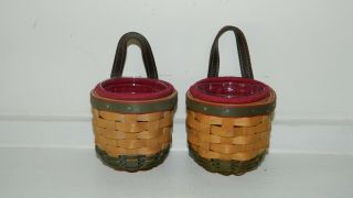 2 Vintage Longaberger Gatehouse Baskets Extra Small Protectors Liners 2002