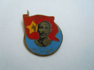 Communist Vietnam Leader Ho Chi Minh Propaganda Lapel Vintage Pin Badge - M400