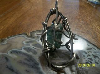 Vintage Green Moss Agate and Heavy Gauge Sterling Wire 33.  2 grams signed ORB 5