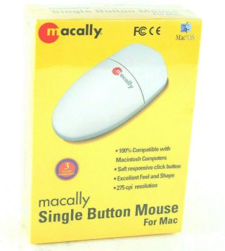 Vintage Macally Single Button Mouse For Apple Mac Adb Factory