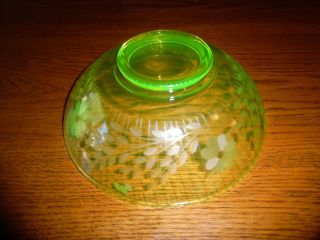 Vintage Vaseline Etched Glass Bowl 9 1/4 