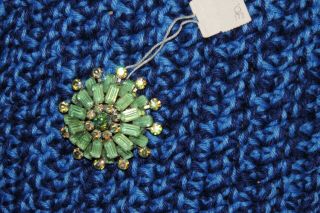 Vintage emerald green rhinestone & Rhinestone pin brooch costume jewelry 3