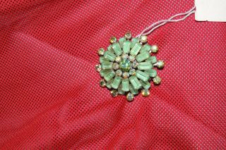 Vintage emerald green rhinestone & Rhinestone pin brooch costume jewelry 4