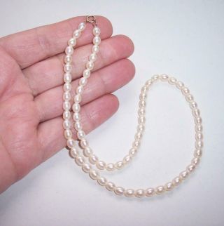 Vintage Real White Pearl Necklace With 9ct Gold Catch 16 " Long