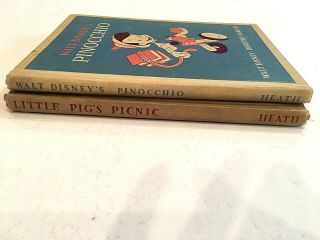 VINTAGE CLASSIC WALT DISNEY ' S PINOCCHIO AND LITTLE PIG ' S PICNIC 2 BOOKS 3