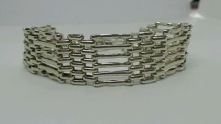 Lovely Vintage London Hallmarks Sterling Silver Six Bar Gate Bracelet Heavy 20g 3