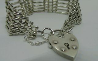 Lovely Vintage London Hallmarks Sterling Silver Six Bar Gate Bracelet Heavy 20g 4