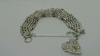 Lovely Vintage London Hallmarks Sterling Silver Six Bar Gate Bracelet Heavy 20g 5