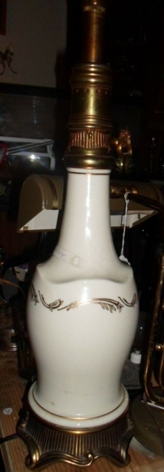 Vintage Lenox Stiffel Gold On Cream Tall Table Lamp Brass