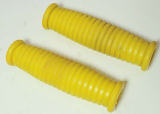 Vintage Pliable Inner Flutted 22.  2 Mm Yellow Cruiser Bicycle Grips 120 Mm Long