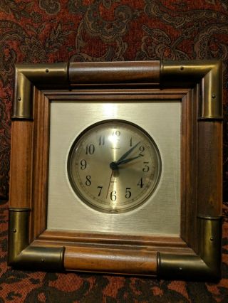 Vintage Wood And Brass Wall Clock Brand (haven) Quartz
