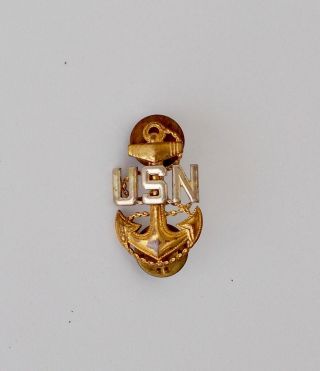 Vintage Usn Us Navy Pin On Gold Tone Anchor 1 3/8 "