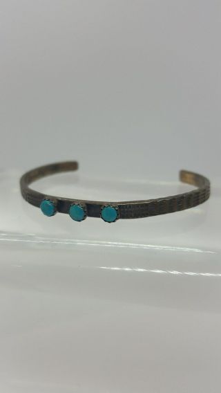 Vintage FRED HARVEY Coin Silver TURQUOISE Bracelet Unmarked 2