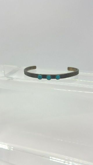 Vintage FRED HARVEY Coin Silver TURQUOISE Bracelet Unmarked 3