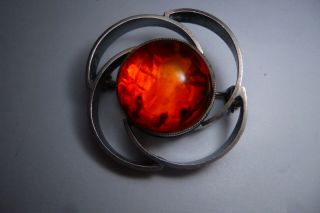 Vintage Jewellery This Is A Gorgeous Old 985 Silver Amber Brooch Pin