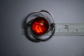 VINTAGE JEWELLERY THIS IS A GORGEOUS OLD 985 SILVER AMBER BROOCH PIN 3