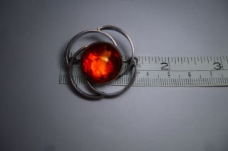 VINTAGE JEWELLERY THIS IS A GORGEOUS OLD 985 SILVER AMBER BROOCH PIN 4